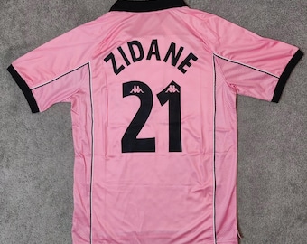 Zidane 21 Juventus Jersey FC 1997 1998 Pink Retro Football Vintage Shirt Trikot Away Blokecore Y2k Italy Kit Camiseta Soccer