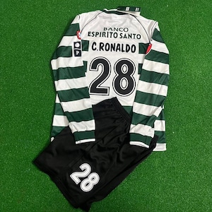 Ronaldo 7 Sporting 2002 2003 tenue voor kinderen retro vintage voetbalshirt trikot camisetashirt thuis jeugd Portugal