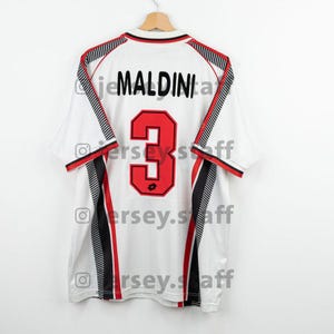 Rare Maldini 3 Milan AC Jersey FC 1997 1998 Retro Football Vintage Shirt Trikot Away Blokecore Y2k Italy Kit Camiseta Soccer White
