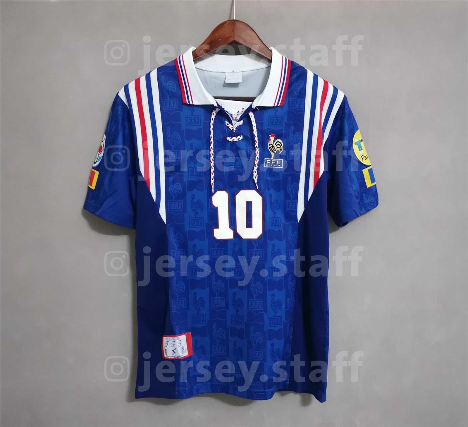 Zidane #10 France 1996 Jersey White Retro Football Shirt
