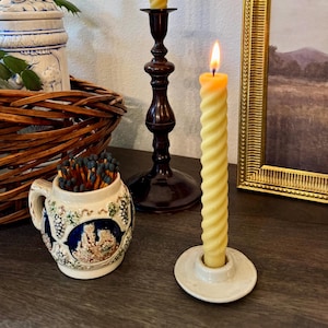 Twist Beeswax Taper Candles - Hand Poured Texas Beeswax, Organic Hemp Wick - Pair