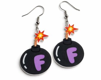 Pendientes con la bomba F: joyas novedosas y llamativas