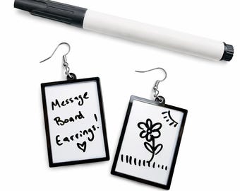 Pendientes con mensaje en miniatura, personalizables (marcador incluido)