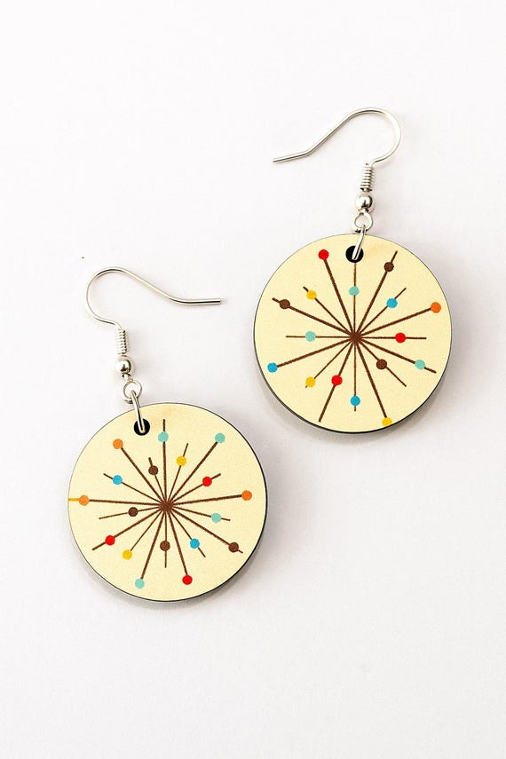 Atomic Starburst Earrings Mid-century Modern Dangle Jewelry