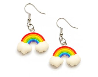 Regenbogen Wolke Ohrringe – Bunter Regenbogen Schmuck