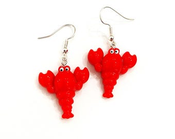 Pendientes colgantes Red Lobster: joyas acrílicas costeras y divertidas