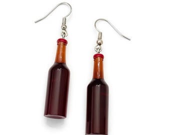 Pendientes colgantes de botella de cerveza / Regalo divertido de joyería de bar