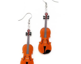 Violin Dangle Earrings | Music Lover Acrylic Jewelry
