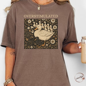 Overstimulated Mama Duck Shirt, 100% Cotton Comfort Colors® Farm Animal Graphic Tee, Homeschool Mom Life Tee, Cottagecore Mother&#39;s Day Gift