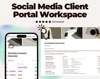 Notion-clientportal voor socialmediamanagers | Freelance socialmedia-organizer | Digitale clientwerkruimte | Sjabloon Social Media Manager