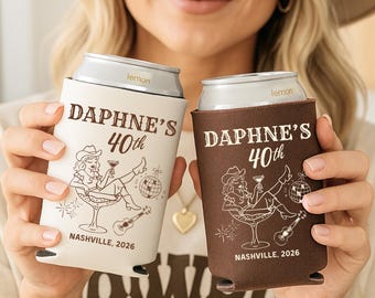 Rodeo Birthday Can Coolers • Cowgirl Party Favors • Custom Name & Age • Nashville Bash • Bachelorette Western Cooler • Personalized Gift