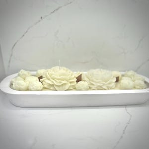 White Rose Garden Tray Candle
