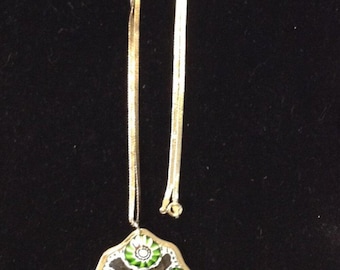 VTG 24" Sterling Serpentine Chain w/Millefiori Pendant Murano-style Boho Chic