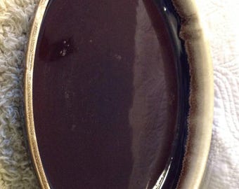 VTG MCM Earthenware Ceramic Oval Baking dish Cottagecore  1950's Glazed Large