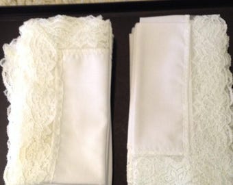 VTG (12) Cotton Chantilly Lace Napkins or Wedding Hankies Traditional Victorian