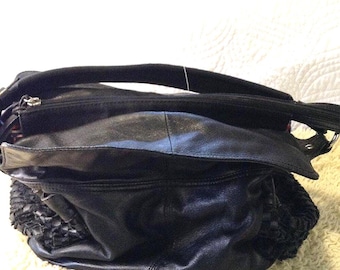 VTG 1990 Francesco Biasia Hobo Bucket Bag/Italy Designer Sheep Leather Quiet Lux