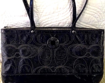 VTG 2000 Coach Signature C Tote 01293-F19198 Authenticate Patented Leather Chic