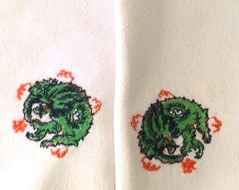 VTG 90's Foo Dogs Napkins (6) Asian Inspired Cotton/Linen Decorative Avant Garde