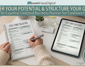 The Solopreneur Weekly Planner | Undated Business Planner for Freelancers | Client Tracker, Revenue Log & CEO Time Blocks | Instant PDF