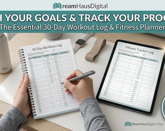 Fitness Tracker Printable PDF | 30 Day Workout Log | Exercise Journal | Fitness Planner | Instant Download