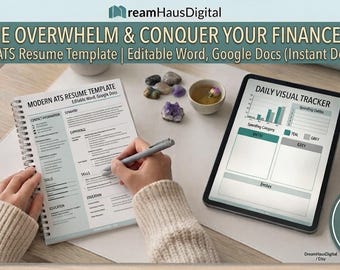 Modern ATS Resume Template | Clean Professional CV for Word & Google Docs | Job Search, Career Change, Minimalist Resume Layout PDF