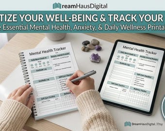 Mental Health Tracker Printable | Anxiety Journal PDF | Daily Mood Check-In | Wellness Tracker | Instant Download