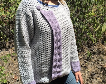 Digital Crochet Pattern for a Women's Cardigan Worked Side to Side