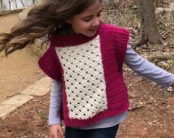 Digital Crochet Pattern for Children's Poncho Sweater Top