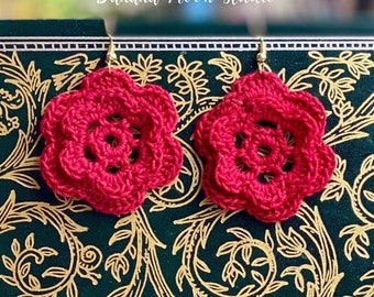 Digital Crochet Pattern for Irish Rose Flower Earrings