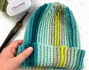 Digital Crochet Pattern for a Ribbed Winter Hat for Men, Women, Children, and Babies