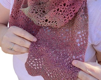 Digital Crochet Pattern for a Beaded Lace Women's Scarf