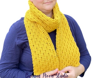 Digital Crochet Pattern for a Honeycomb Cabled Winter Scarf for Women, Men, and Teens
