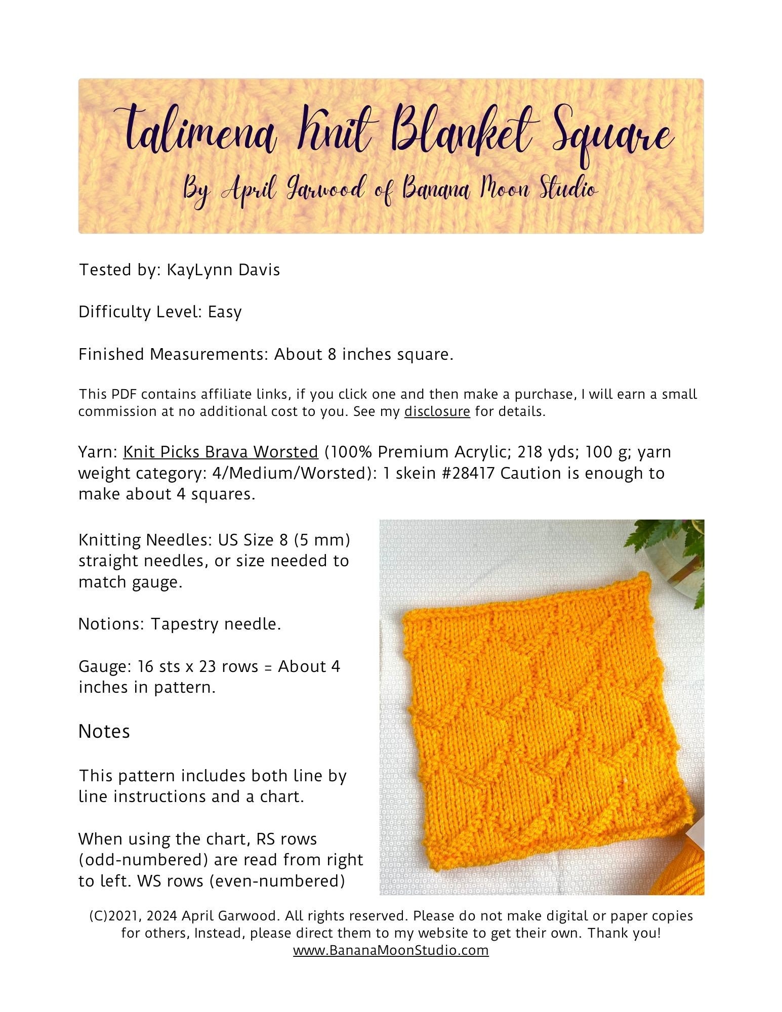 Digital Knitting Patterns for Two 8 Inch Knit Blanket Squares - Etsy