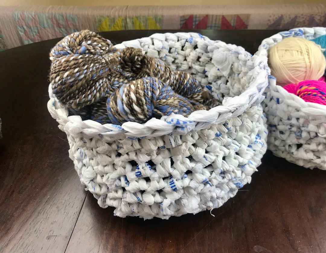 Digital Crochet Pattern for a Storage Basket Made With Plarn From