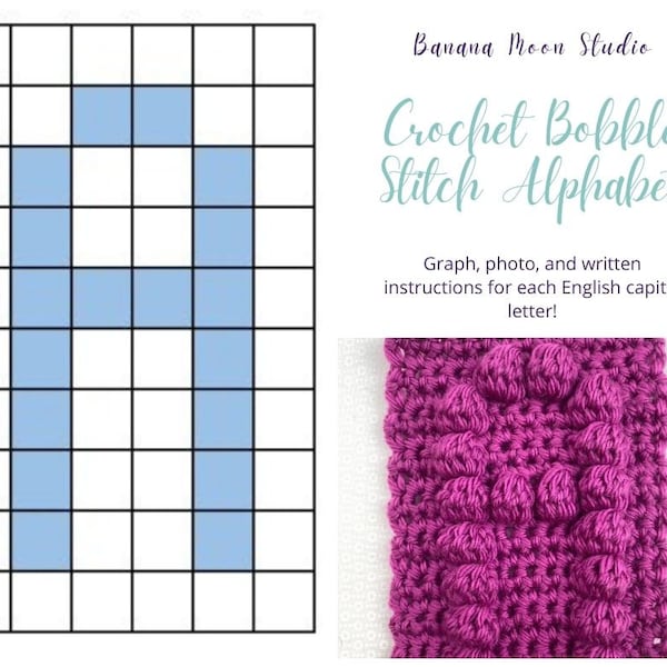 Digital Crochet Pattern for a Bobble Stitch Alphabet of Capital Letters
