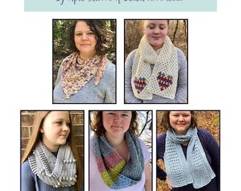 Crochet Pattern Collection of Winter Scarves for Women, Men, Teens, and Children