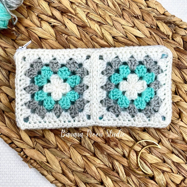 Digital Crochet Pattern for a Granny Square Zipper Pouch