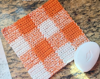 Digital Crochet Patterns for a Gingham Dishcloth, Hot Pad, Kitchen Towel, and Placemat