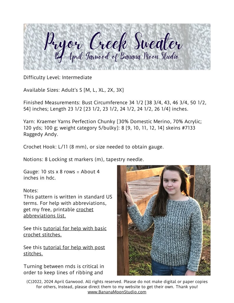 Digital Crochet Pattern for a Women's Raglan Sleeve Pullover Sweater image 10