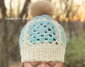 Digital Crochet Pattern for a Granny Square Beanie