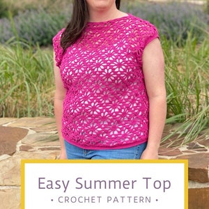 Digital Crochet Pattern for a Women's Lace Summer Top With Cap Sleeves image 9