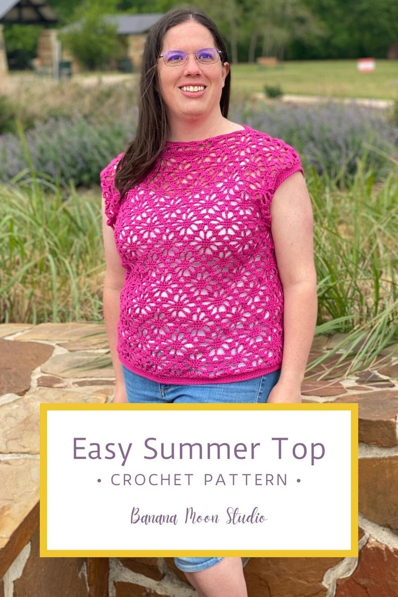 Digital Crochet Pattern for a Women's Lace Summer Top With Cap Sleeves image 9