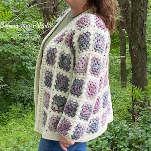 Digital Crochet Pattern for a Women's Granny Square Cardigan