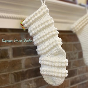 Digital Crochet Pattern for a Bobble Stitch Christmas Stocking