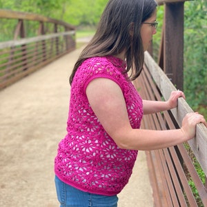 Digital Crochet Pattern for a Women's Lace Summer Top With Cap Sleeves image 4