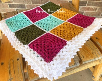 Digital Crochet Pattern for a Granny Square Blanket in 9 Sizes