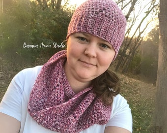 Digital Crochet Pattern for a Matching Winter Beanie and Cowl