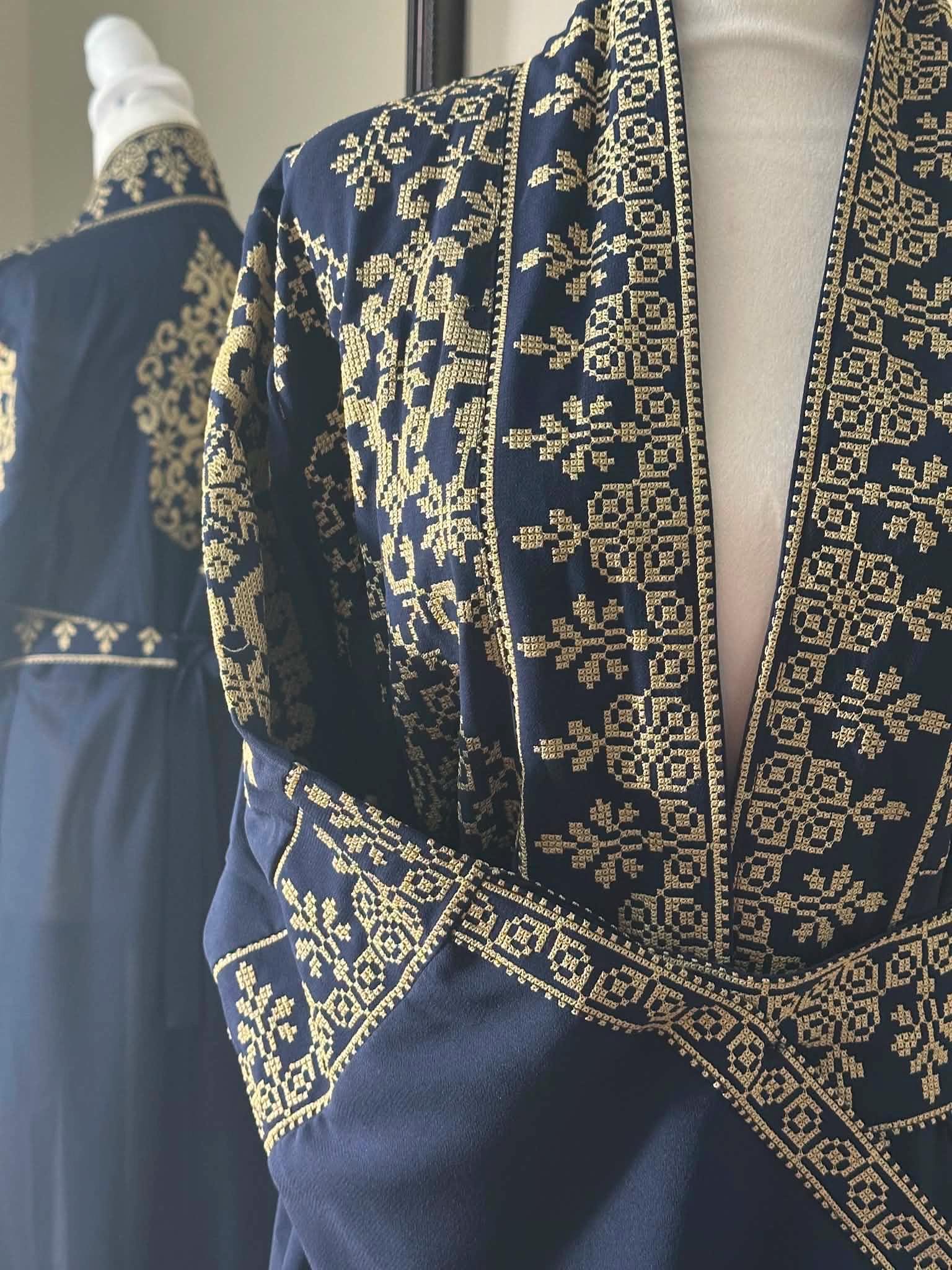 Navy Blue and Gold Evening Gown - Etsy Navy Blue and Gold Evening Gown - Etsy