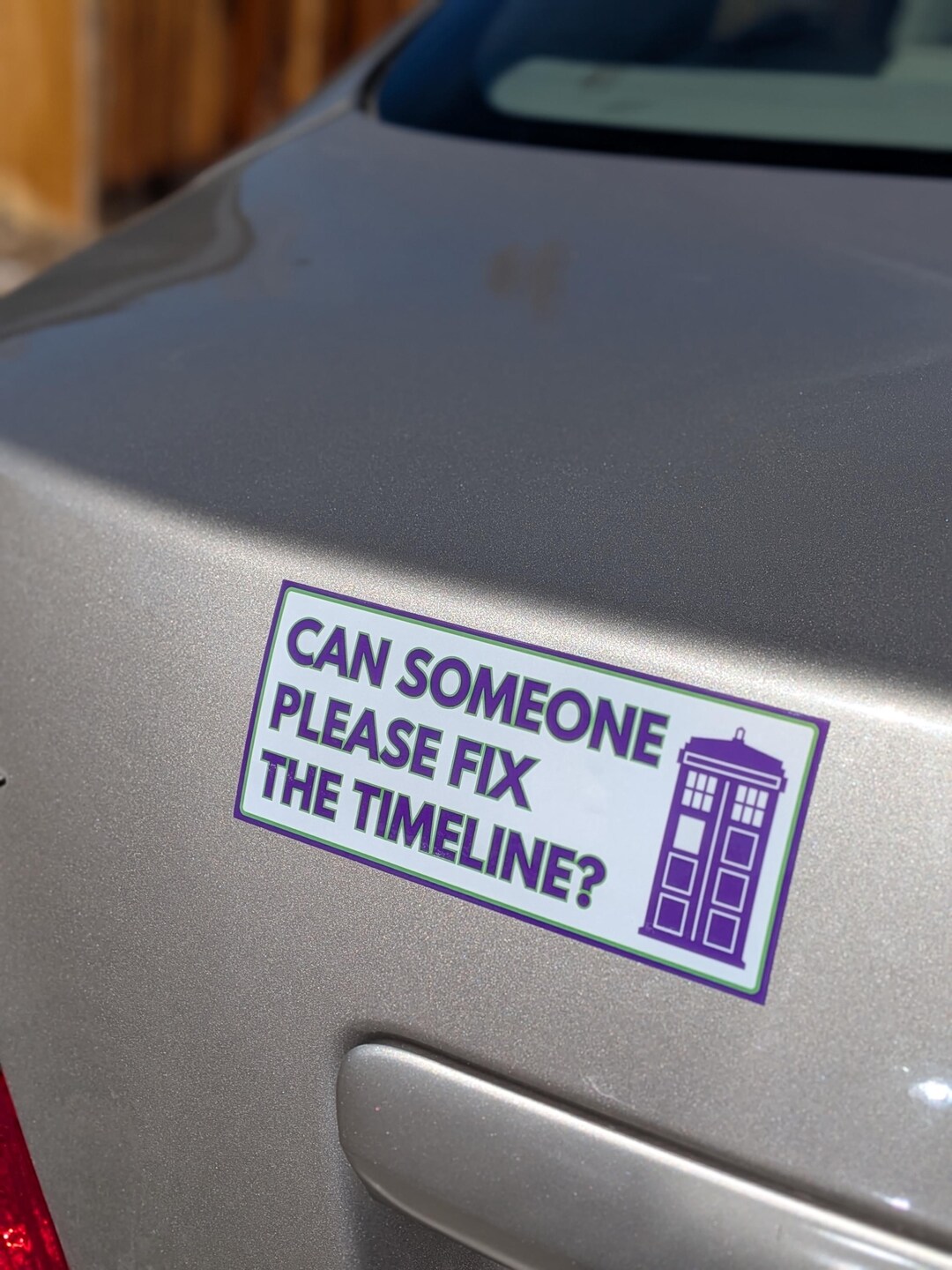 Purple Tardis "fix the Timeline" UV Bumper Sticker - Inspired by Doctor ...