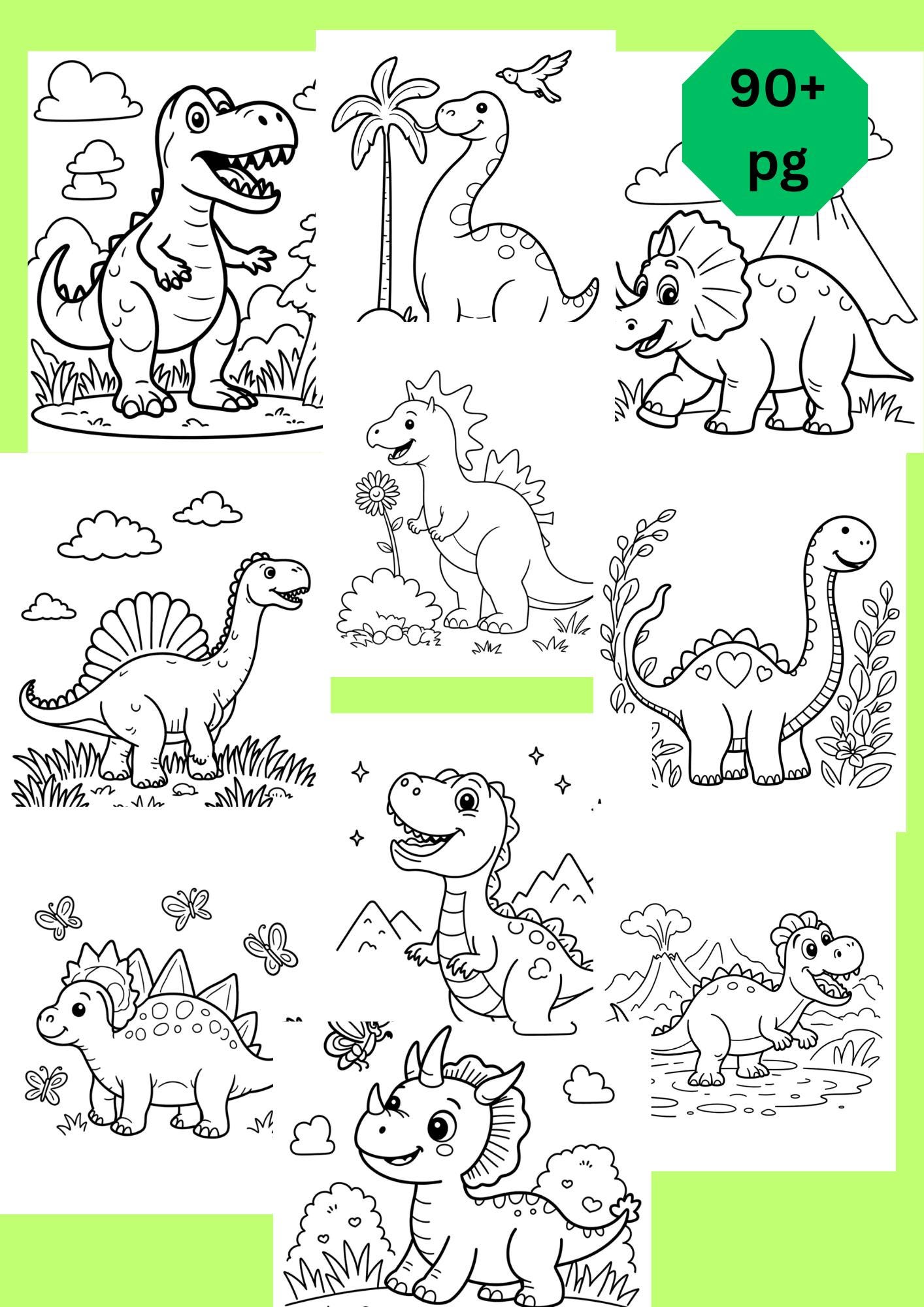 Dinosaur Coloring Book for Kids, 100 Pages (PDF Pattern) - Etsy